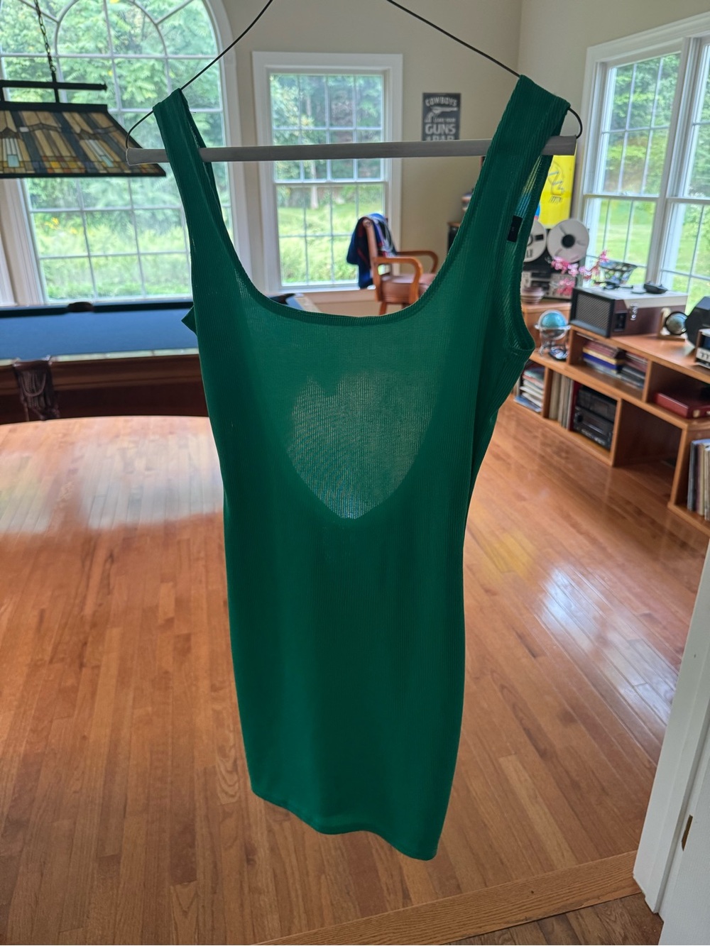 PrettyLittleThing Emerald Green Sheer Scoop Slip Dress